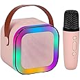 Winsumm Karaoke Machine for Kids Adults with Wireless Mics Portable Bluetooth Speaker & Dynamic Lights Birthday Gift for Girls, Boys & Toddlers Ages 4,5,6,7,8,9,10,12+ Year Old Home Outdoor Travel