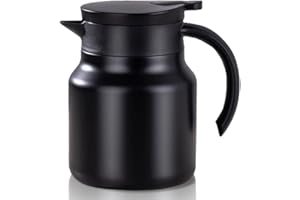 MEYUXG Tetera térmica de acero inoxidable, aislante de 1000 ml, cuenca de té, termotetera extraíble para café y zumos, ideal para casa, oficina y camping, negro