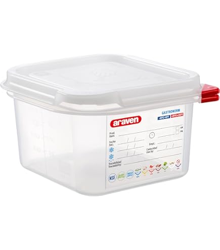 Araven DL980 Lebensmittelbehälter Set - 4 Luftdichte Boxen Mit Farbclips