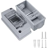 Luabue IP65 Electronic Waterproof Box, 2 Modules Electrical Box ABS Plastic Surface, Electrical Connections for Garden or Out