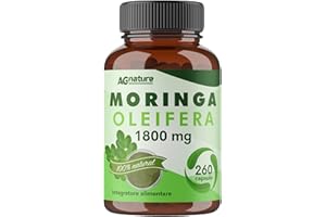 AG NATURE Moringa Capsule 260 Pura 100% Naturale – Moringa Oleifera Ricca di Fibre, Calcio e Ferro – Per Metabolismo ed Energia