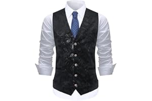 Allthemen Chaleco de traje de paisley para hombre Chaleco de un solo pecho Vestido Slim Fit Botón abajo Formal