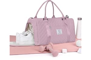 WEPLAN Reisetasche Damen Sporttasche mit Schuhfach Handgepäck Tasche Weekender Bag Schwimmtasche,Wasserdicht Travel Duffle Bag,Overnight Weekend Fitnesstasche Trainingstasche für Reise Gym,Lila