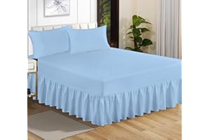 GENERIC Comfy Nights Plain Dyed Deep Polycotton Easy Care Valance Fitted Sheet Machine Wasahable In 15 Colors (Sky_Blue-Valance, Double)