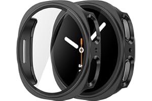 Misxi 2 Stück Schutzhülle mit Displayschutzfolie für Samsung Galaxy Watch 8 40mm, Rundumschutz Anti-Rutsch Kratzfestes Hülle für Galaxy Watch8, Schwarz