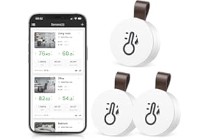 Brifit Wireless Thermometer Hygrometer, Bluetooth 5.0 Indoor Temperature Humidity Sensor with APP Alert, Temp Humidity Monitor with Trend Recording & Data Export, for House, Greenhouse, Cellar(3 Pack)