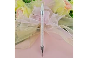 BEAUTICCO Dual-Ended Rhinestone Picker Wax Pen - Crystal Beads Handle Nail Art Tool for Manicure, Gems, Studs, Crystals and DIY Decoration (Clear) | Precision Dotting Pen for Nail Designs & Rhinestone Placement