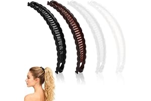 VOSSOT 4 sztuki spinek do włosów typu banan, grube włosy, spinki do włosów, banan, kolor brązowy, czarny, biały, przezroczysty, 4 sztuki