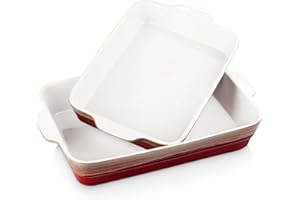 LOVECASA Teglia da Forno Rettangolare 2 pz Teglia da Forno Smaltata, Teglia per Lasagne/Cucinare/Cena/Torta, Cucina Teglia da Forno, per Cottura e Al Forno, Capacità: 1200ml, 2200ml