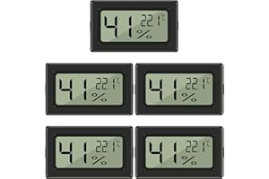 NEUTYPECHIC 5 Piezas Termometro Humedad Interior Mini, Digital LCD Medidor Humedad Ambiente Incorporado, Higrometro Termometro Alta Precisión, Termometro Humedad Exterior para Sala, Bodega, Almacén