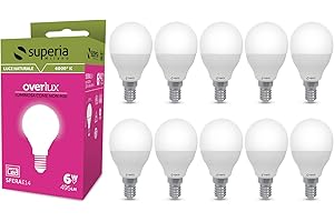 SUPERIA MILANO Superia Lampadina LED E14 Sfera, 6W (Equivalenti 40W), Luce Naturale 4000K RA80, Luminosa 495 lumen, copertura opale C37, Attacco Piccolo, Risparmio Energetico, SE14N, Pacco da 10