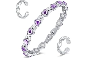 Cigmag Lymphatic Drainage Magnetic Bracelets for Women Titanium Steel Adjustable with Removal Tool and Gift Box (Love)