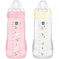 Biberon MAM Seconda Et&agrave; 330ml - Con Tettarella Flusso X, Per Bambini Da 6 Mesi, Colore Rosa
