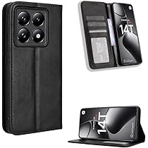 Housse Portefeuille Pour Xiaomi 14T Pro - Cuir PU, Rabat Magnétique, Porte-cartes, Fonction Support, Noir