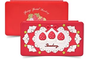 GeekShare Switch Organiseur de jeux portable, étui de rangement magnétique pour cartes de jeu, avec 24 compartiments pour cartes à jouer et 24 emplacements pour cartes TF, fraises et crème