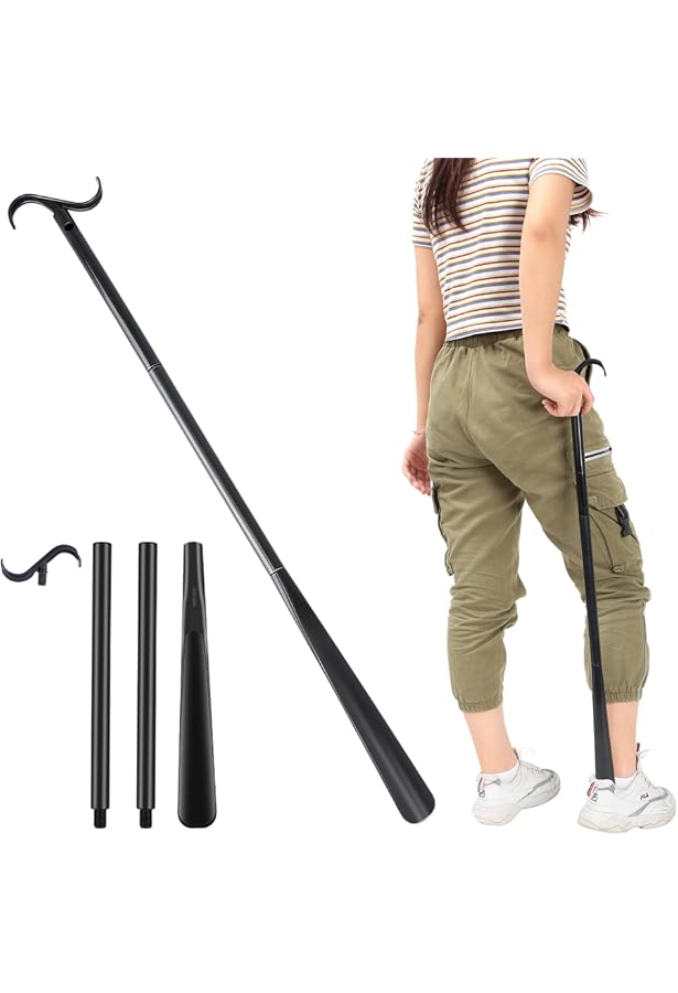 Chausse-pied Extensible En Acier Inoxydable - Télescopique 25 à 63 Cm - Lot De 2 - Pour Tous, Dos Et Genoux Fragiles - 12