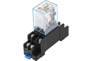 Heschen Relais à usage général, LY2NJ, Bobine 220VAC, 10A 24VDC/220VAC, DPDT, Indicateur LED, avec socle