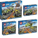 Lego City Vulkan 4er Set 60121 60122 60123 60124 Forschungstruck + Raupe + Versorgungshelikopter + Forscherstation - sofort lieferbar! - LEGO