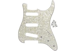 IKN 11 trous SSS Strat Guitare Pickguard Scratchplate pour Fender USA/Mexican Made Standard Stratocaster Modern Style, 4Ply Aged Pearl, Vis de montage