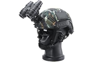 AQzxdc PVS-14 Nachtsichtbrille NVG-Halterung, Fast Helm und Teleskopmodell-Sets, mit Taktischem Headset & Brille & Taschenlampe, für Airsoft Paintball Jagd Cosplay