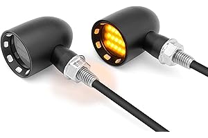 Alchemy Parts Mini LED Motorbike Indicators - CNC Aluminium - PAIR (Black with Black Bezel & Polished Inserts)