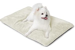 Kekuningan Dog Crate Mat Small Washable Waterproof Dog Crate Bed Mattress with Removable Cover Anti Slip Cat Bed Dog Mat Memory Foam Dog Cushion Puppy Pet Blanket Beige 61x45cm
