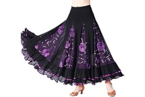 Tookang Mujer Falda Larga de Danza Traje de Baile Flamenco Sevillanas Tango Clásica Skirts Maxi Falda Plisada Casual