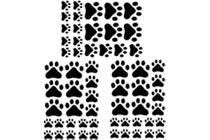QUANYUCHANG Dog Footprints Wall Decal Vinyl Stickers, 60 Pcs Removable Lovely Animal Paw Print Art DIY Sticker Mural for Bedroom Playroom Living Room Home Office Window Door Decoration