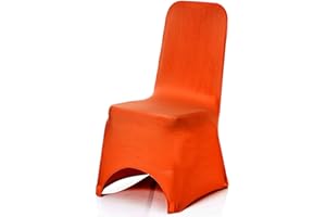 Trimming Shop Spandex Orange Chair Cover Stretch Fabric Removable Washable Protective Slipcovers for Weddings Banquets Ceremony Hotel Dining Parties Décor, 20pcs