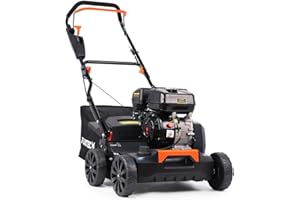 FUXTEC Escarificador Aireador de Gasolina 3 en 1 FX-BV240 Motor 4 tiempos 4,1 kW, rodillo con 18 cuchillas y 24 púas de resorte, asa de transporte y recolector de 45 L