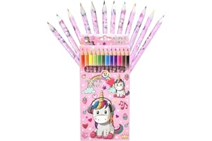 MODALI Crayons de Couleur Unicorn, Assortiment 12 Couleurs, Feutres de Couleurs pour les Enfants Fête D'école, Fête D'anniversaire