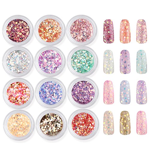 Gellen glitzer Puder für Nageldesign 12 Farben #set 1 - 2