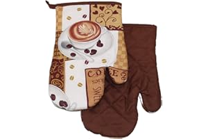 EUROMAT 2-częściowy zestaw rękawic kuchennych z magnesem, rękawice do grillowania, do piekarnika, gotowania, rękawice kuchenne (brązowe, beżowe, cappuccino 0817FS02B)