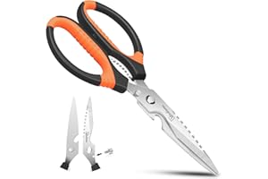 Vitalismo Ciseaux Cuisine 2 en 1 Détachables Blocables - Ciseaux de Cuisine Multiusage Acier Inoxydable 22cm, Ciseaux à Volaille Professionnel pour Viande Pizza Poisson Os Légumes
