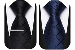 TEAMMAO Cravatta Uomo Elegante 2 Pz Retrò Paisley Classico Tinta Unita Casual Plaid Business Moda Cravatta Includere Fermacravatta Confezione Regalo Per Matrimoni Lavoro Eventi Festivi.