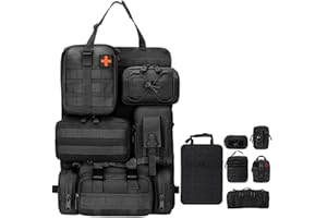 diceevil Universal Tactical Car Seat Back Organizer Bag Tactical Molle Vehicle Organizers Panel Gear Accessories with 5 Different Size Molle Pouches for Car Truck Ford Jeep Vehicle L 21.7 x W 14.6