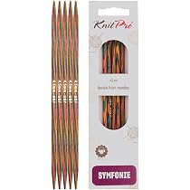 KnitPro Symfonie Nadelspiele 20 Cm, 5,5 Mm – 5-teiliges Set Aus Buntem Birkenholz | Für Socken, Mützen & Schals