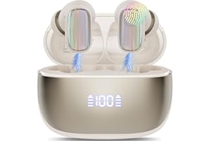 Conyat Casque Ecouteurs sans Fil, Bluetooth 5.4 avec ENC Réduction Antibruit Mic, Ecouteurs Hi-FI Son Stéréo, 40 Heures Durée de Lecture, IPX7 Oreillette Bluetooth sans Fil, Blanc