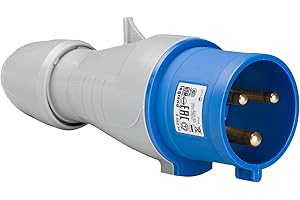 LEGRAND, CEE 32A Stecker, blau 3-polig (2P+PE), 6h (230V/32A), Schutzart IP44, IK09, 090107