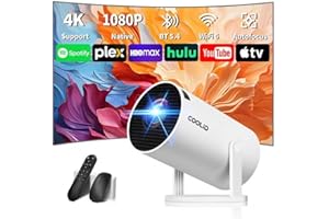 COOLID Mini Vidéoprojecteur [App Intégrée & 2026 Upgraded] Projecteur Supporte 4K/1080P avec 5G WiFi 6 Et BT 5.4 Soutien Rotation 270° Portable Projecteur Video Applicable Laptop/HDMI/TV Stick/Home,Blanc
