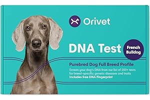 ORIVET Dog DNA Test Kit - French Bulldog Full Breed Profile | Puppy Testing Against 250+ Medical Health Risks & Traits | Genetic Fingerprint | At Home Cheek Swab