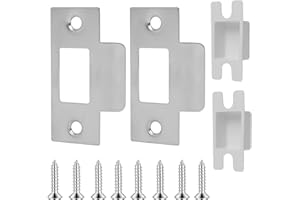 SAKERR T-Type Door Strike Plate, 2Pcs Interior Door Lock Plates Short Strike Plate Mortice Latch Door Plates Silver Latch Deadbolt Strike Plate Door Security Strike Plates for House Door Frame Door - 70mm