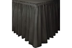 UNIQUE Solid Black Plastic Rectangular Table Skirt (73cm x 4 meters) 1 Count - Easy Assembly and Reusable, Elegant & Versatile Party Decor, 29" x 168"