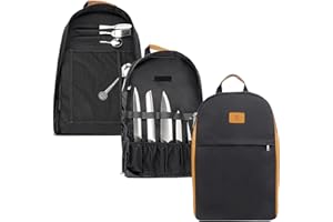 FIREDOG Mochila para cuchillos de chef, estuche para chefs y estudiantes, más de 21 bolsillos para cuchillos y utensilios de cocina (negro, estilo cabestrillo), Black, Estilo bandolera