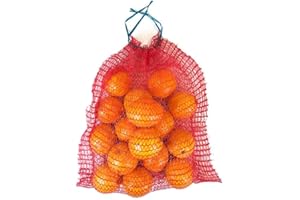 PAMPOLS Pack 100 Sacos de Malla para Naranjas, Cebollas o Frutos Secos con Cierre y Asas | Peso Util 10kg | Malla Red Raschel | Medidas 37x50cm | Color Rojo