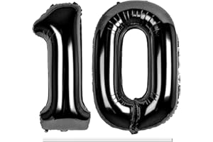 LAPONO Luftballons Geburtstag Zahl 10 Schwarz, XXL Folienballon Zahlen 1 und 0 Riesen Helium Ballons 10 Jahre Geburtstagsdeko für Junge, Mädchen 10. Kindergeburtstag Jubiläum Party Deko