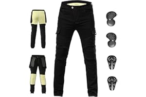 ForMTRider Pantalons Moto Armure CE Noir et Doublure Aramid pour Un Look Slim et Sécurisé