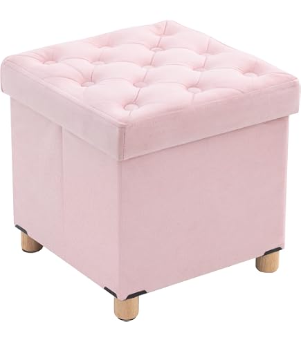 Pouf Rectangle Velours Bleu Foncé Avec Rangement – Chesterfield Style, 72x42 Cm