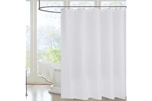 Luoqun88 Shower Curtain, Shower Curtain Anti Mould, Waterproof PEVA Bath Curtains, Mildew Resistant Bathroom Shower Curtains with 12 Hooks, White Shower Curtains for Bath Tub Shower 180 x 180 cm
