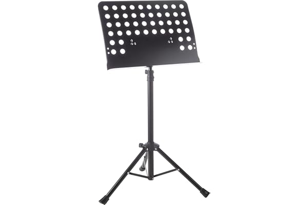 GEWA Pupitre d'orchestre - Métal - pliable - Plateau perforé et amovible - ABS et connexion tubulaire - Hauteur 67-120 cm - Poids 3,8 kg - noir